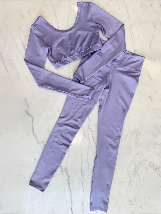 DF.ORIGINAL Pants - Designed for Fitness Lavender Crop Top & Leggings Activewear Set - S